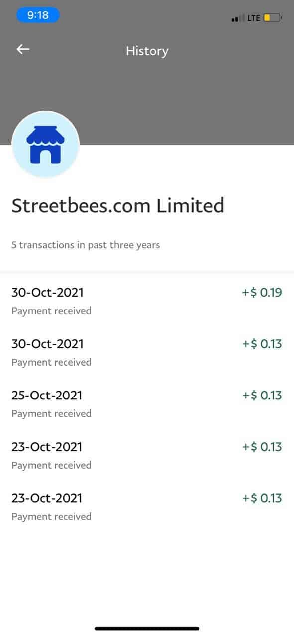 streetbees payment proof
