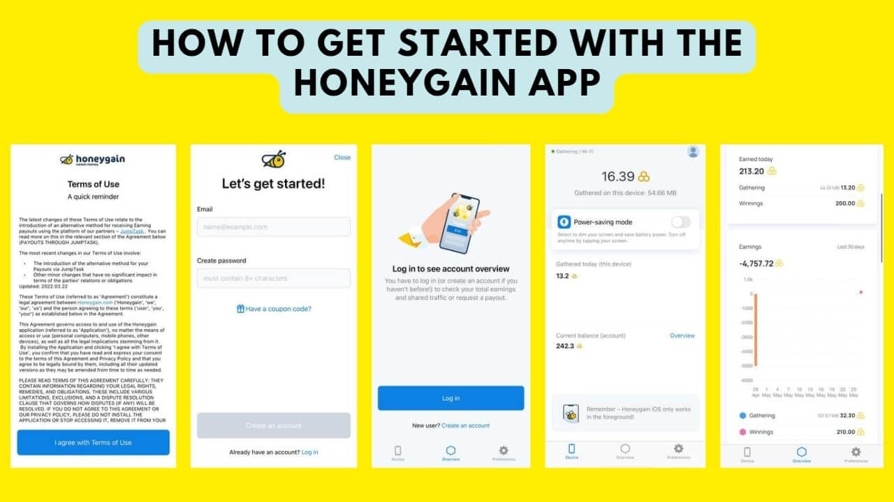 how to get started with the honeygain app