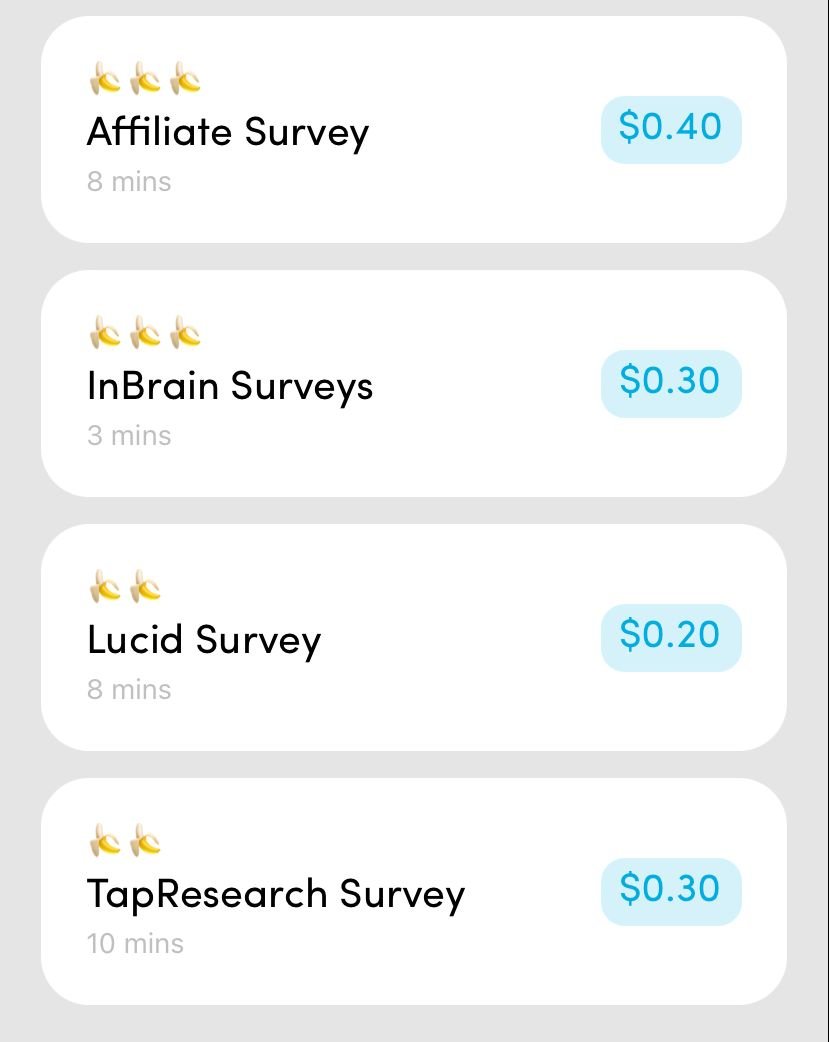 BananaBucks Money making survey apps